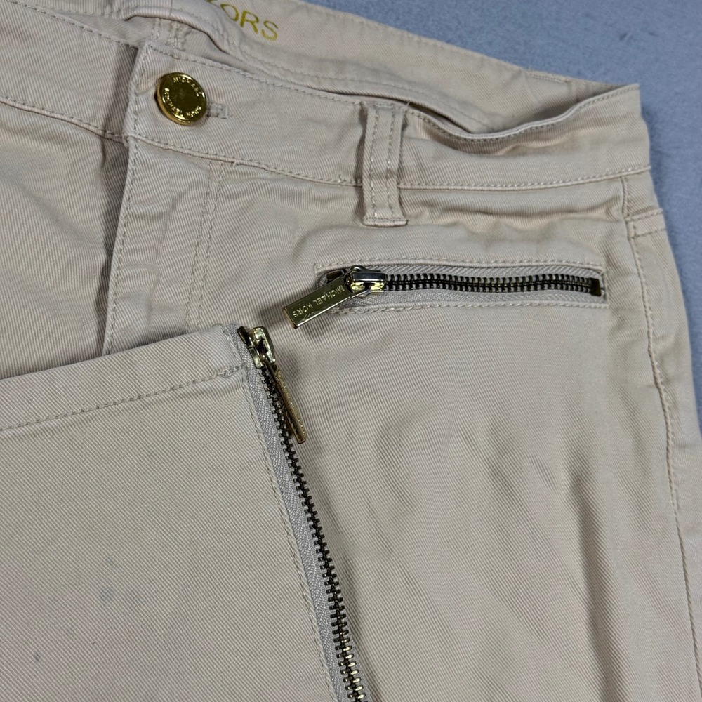 Michael Kors Womens Beige Gold Zipper Skinny Ankle Pants Khaki Size 2